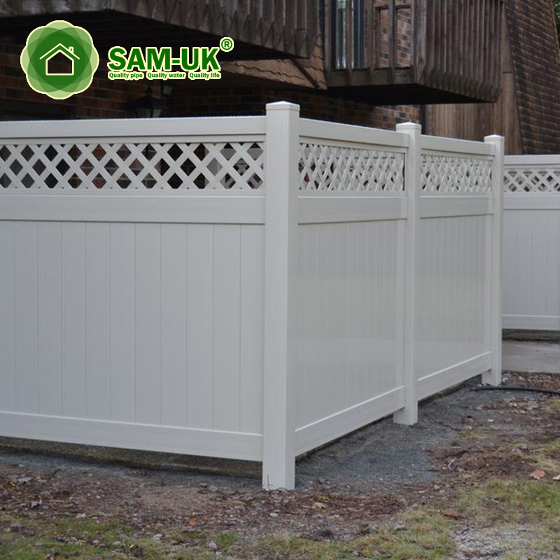 5' x 8' veranda vinyl privacy fencing with top lattice from China manufacturer SAMUK