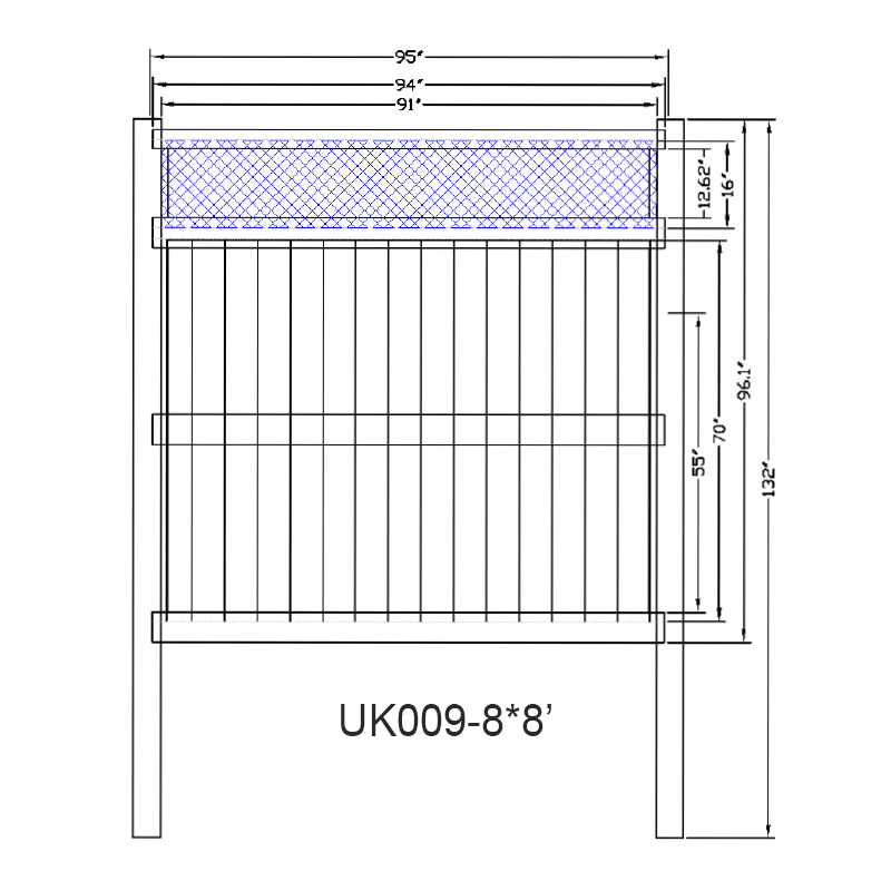 8 foot heavy duty vinyl privacy fence with top lattice