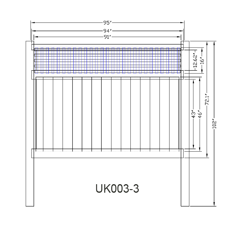 6' x 8' rackable vinyl privacy fence with top lattice