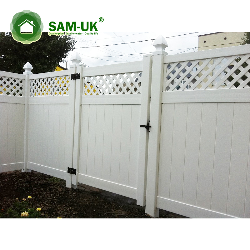 White Plastic Picket Fencing Fence With Top Lattice