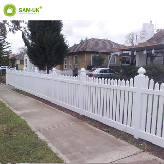 White Flat-Top Privacy Yard House Vinyl Fencing Plastic Garden Fence with England Fence Post Cap