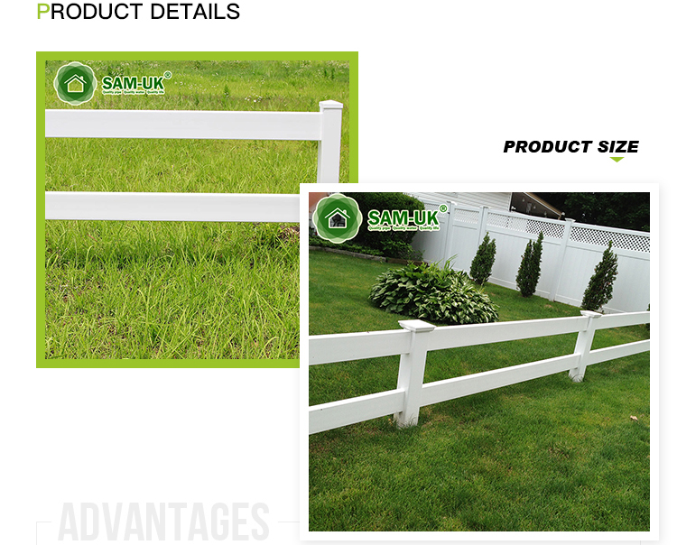 Heavy Duty White 2 Rail Horse Fencing PVC Vinyl Ranch Fence